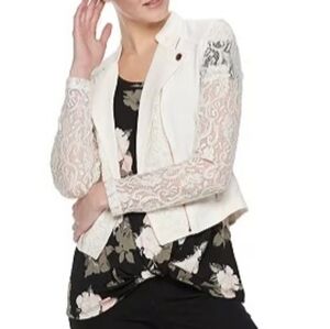 Candie's Cropped Lace Moto Jacket